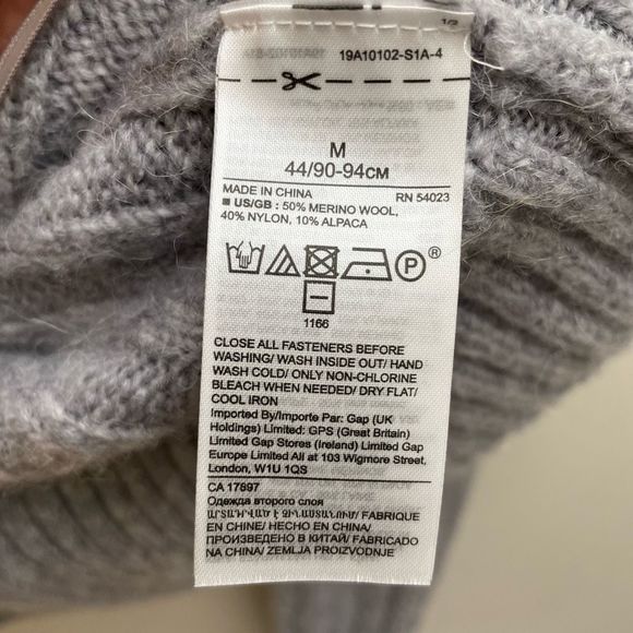 Banana Republic Womens M Mitzi Cropped Ribbed Cardigan Sweater Wool Alpaca Gray - Picture 6 of 10